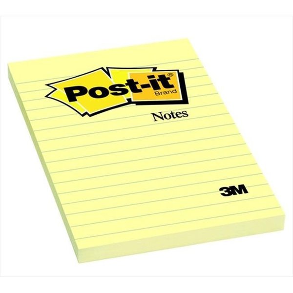 Post-It Sticky note Recycled Paper Lined Original Notepad - 4 x 6 in. - Canary Yellow; 100 Sheets Per Pad; Pack 12 1486659